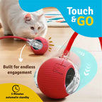 Interactive Teasing Toy Ball for Cats – Red | Rolling Play Toy | Chase & Hunt Fun | Active Play Exercise