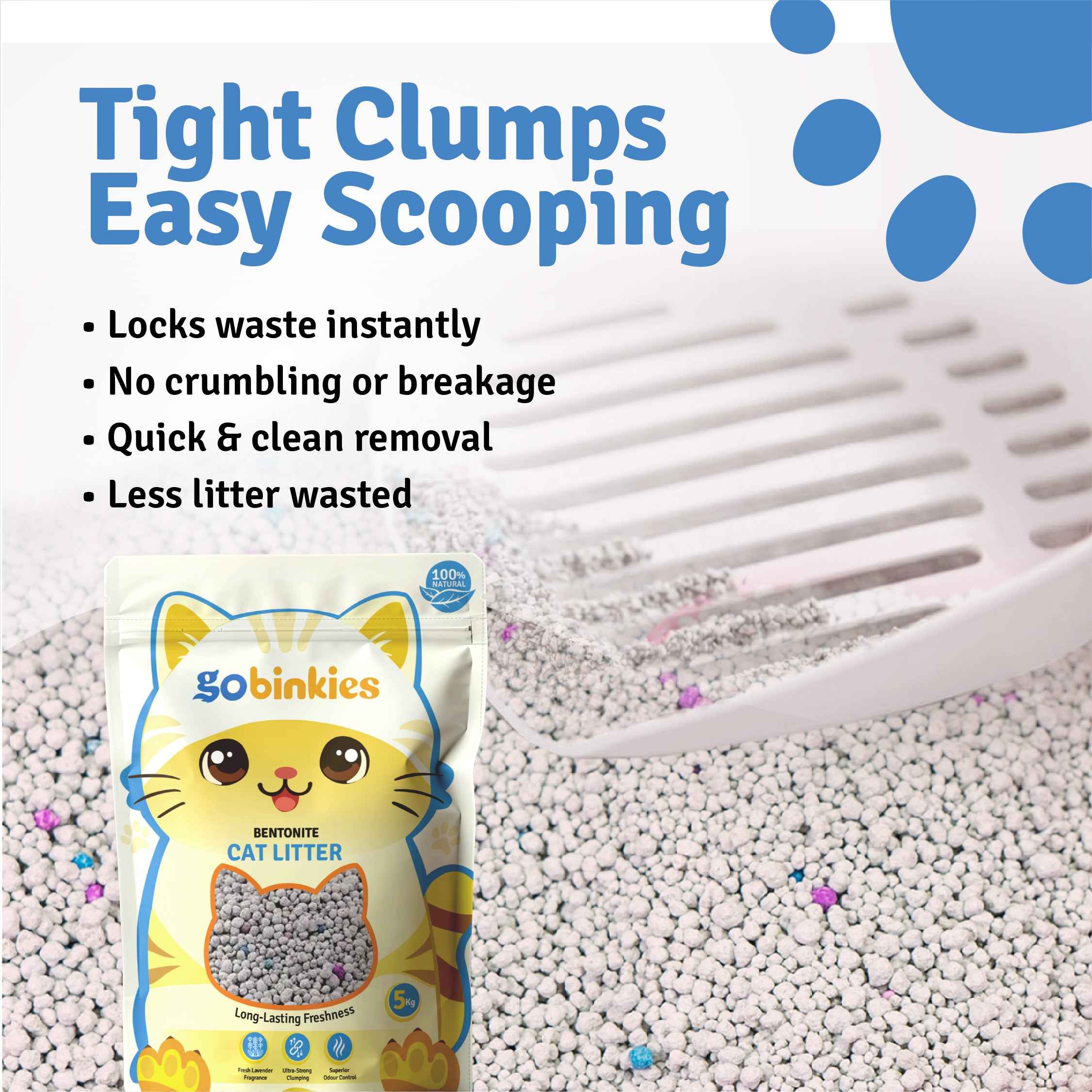 Premium Bentonite Cat Litter with Lavender Fragrance – 5kg | High Absorbency | Fast Clumping | Low Dust Formula