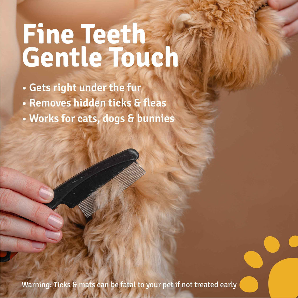 Flea Comb for Dogs & Cats – Stainless Steel Teeth | Lice & Dirt Removal | Gentle Grooming