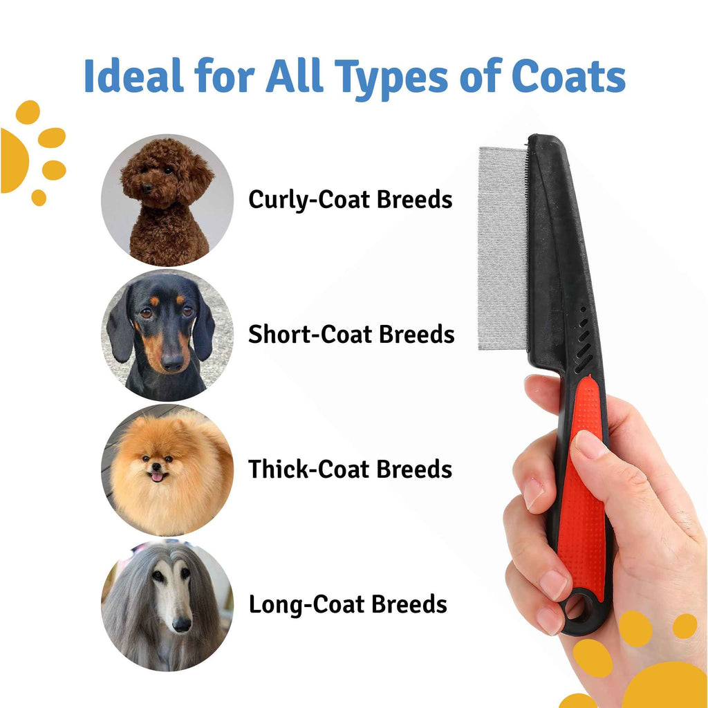 Flea Comb for Dogs & Cats – Stainless Steel Teeth | Lice & Dirt Removal | Gentle Grooming