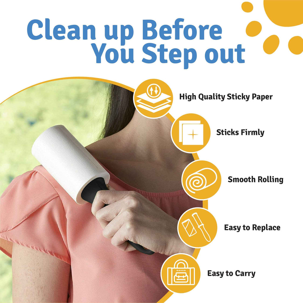 Lint Roller for Pet Hair – 1 Reusable Handle + 4 Refills | 300 Sheets | 60 Sheets per Roll
