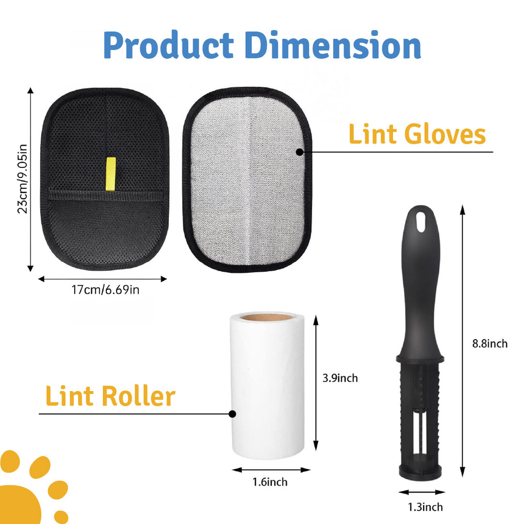 Gobinkies Pet Hair Remover Combo | Lint Roller + Reusable Lint Gloves for Clothes, Sofa & Furniture