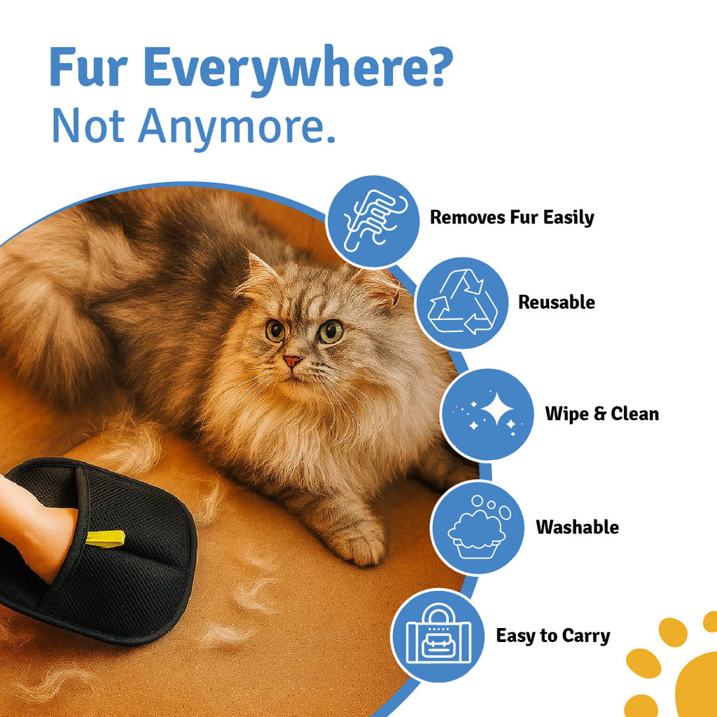 Gobinkies Pet Hair Remover Combo | Lint Roller + Reusable Lint Gloves for Clothes, Sofa & Furniture