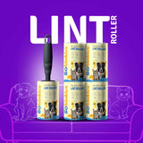 Lint Roller for Pet Hair – 1 Reusable Handle + 4 Refills | 300 Sheets | 60 Sheets per Roll