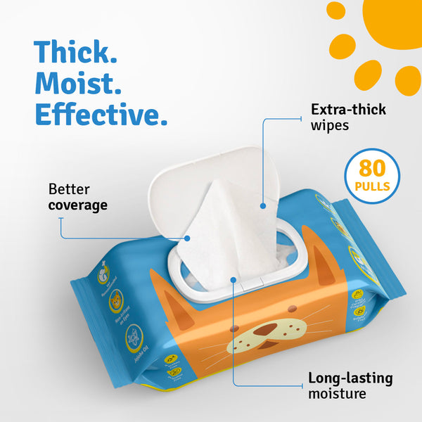 Everyday Pet Wipes for Dogs & Cats – 80 Wipes | Gentle Cleaning | Fresh & Fur-Friendly