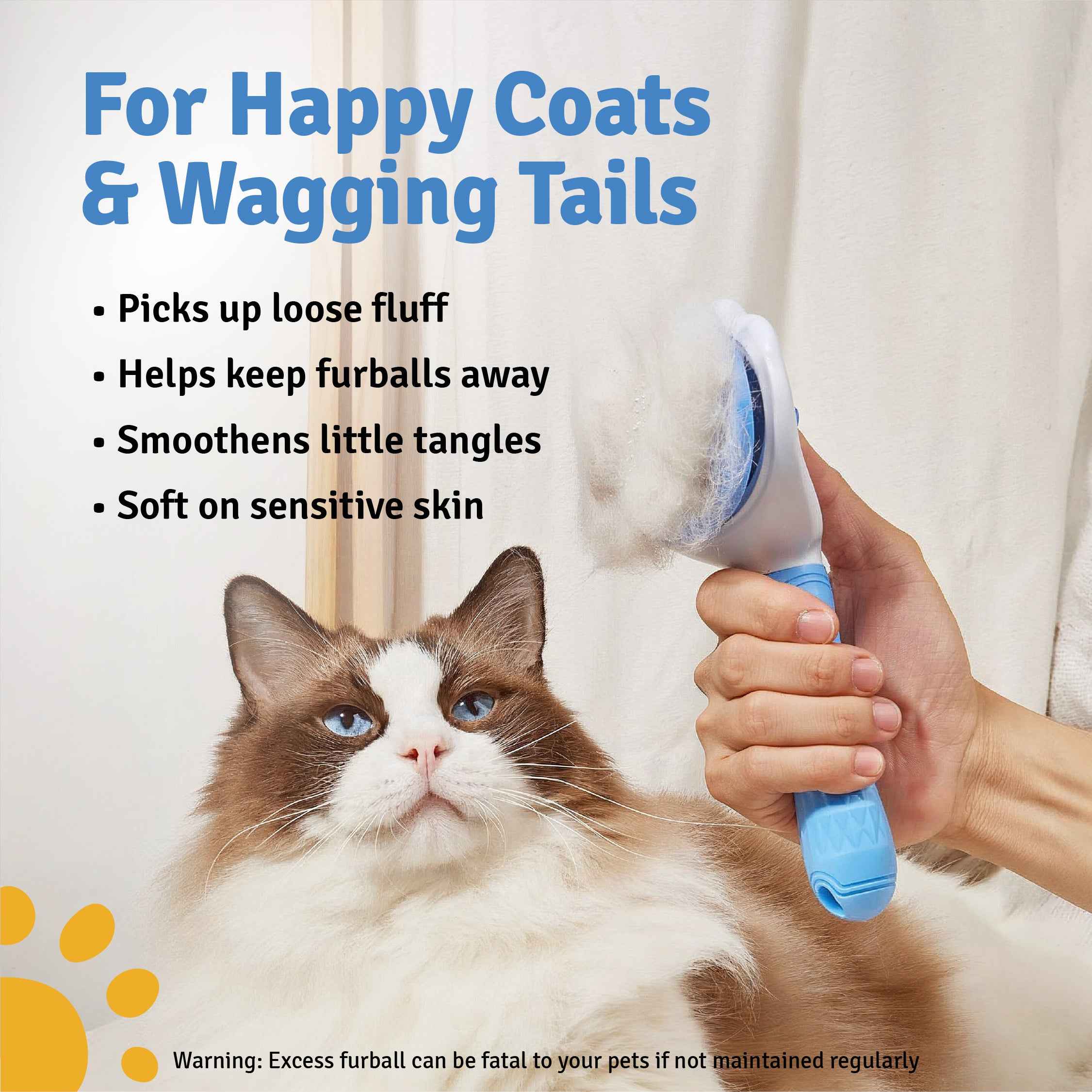 Pet Slicker Brush for Dogs & Cats - One Click Fur Removal | Gentle on Fur | Detangling, Shedding & Coat Grooming