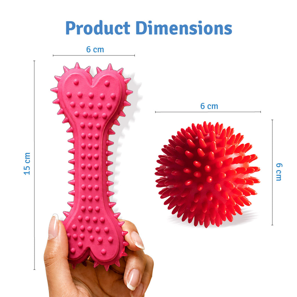 Gobinkies Spike Bone & Spike Ball Combo for Dogs | Durable Chew & Fetch Toys