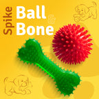Gobinkies Spike Bone & Spike Ball Combo for Dogs | Durable Chew & Fetch Toys
